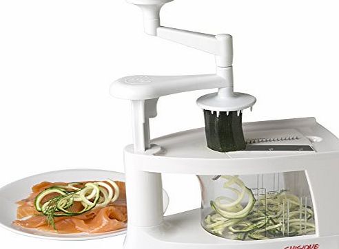 Cuisique Spiralizer The Premium Easy to use Healthy Courgette Spaghetti Pasta Maker, with Extra 4 Blade Bundle including - Fruit Slicer, Mandolin, Vegetable Cutter and Juicer - with a Unique 1 Litre S