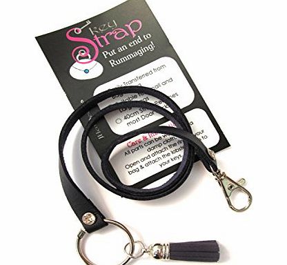 CUK Designs Detachable Handbag Key Ring Strap - Navy Blue Faux Leather (Navy amp; Silver)