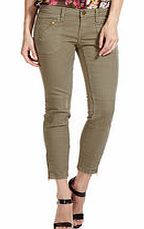 CURRENT/ELLIOTT Stiletto dusty olive moto jeans