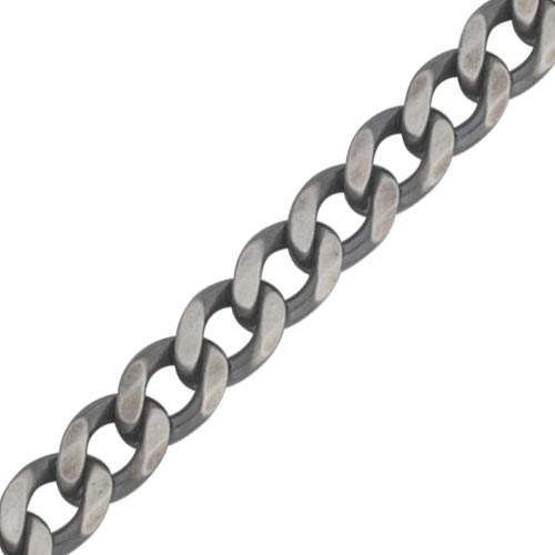 Curteis Silver 18 Inch Gunmetal Finish Curb Chain In Silver