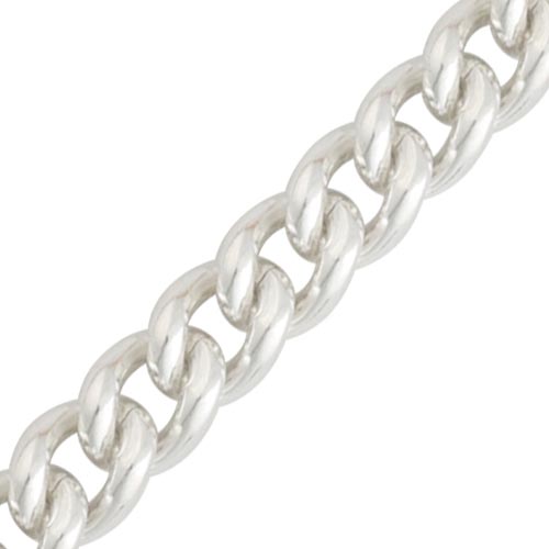 Curteis Silver 20 Inch Plain Heavy Curb Chain In Silver