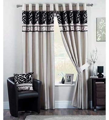 Curtina Coniston Lined Eyelet Curtains 117x137cm - Black