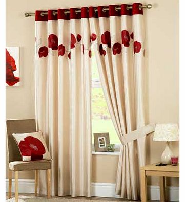 Danielle Lined Eyelet Curtains 117x183cm - Red