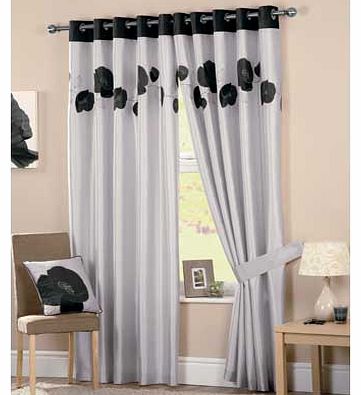 Danielle Lined Eyelet Curtains 168x183cm - Black