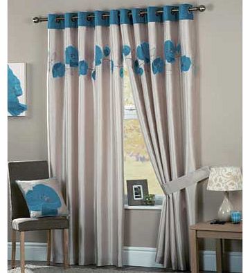 Danielle Lined Eyelet Curtains 168x229cm - Teal