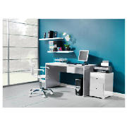Curve High Gloss Office Desk, White