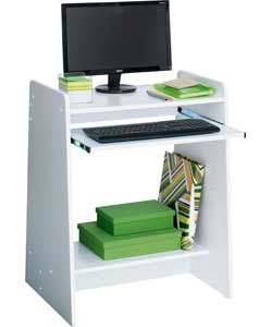 Curve White Wooden Computer Desk