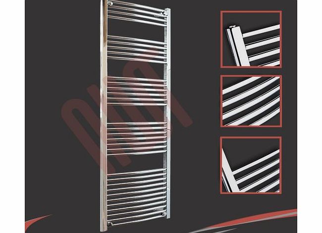 Curved Chrome Ladder Rails 600mm(w) x 1800mm(h) Curved Chrome Heated Towel Rail, Radiator, Warmer 3479 BTUs Bathroom Central Heating Ladder Rail