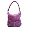 LARGE SQUARE STUDDED LEATHER BAG IN PURPLE