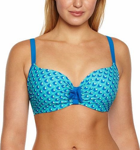 Womens Marina Moulded Bra Underwired Bikini Top, Blue (Aqua), 38FF