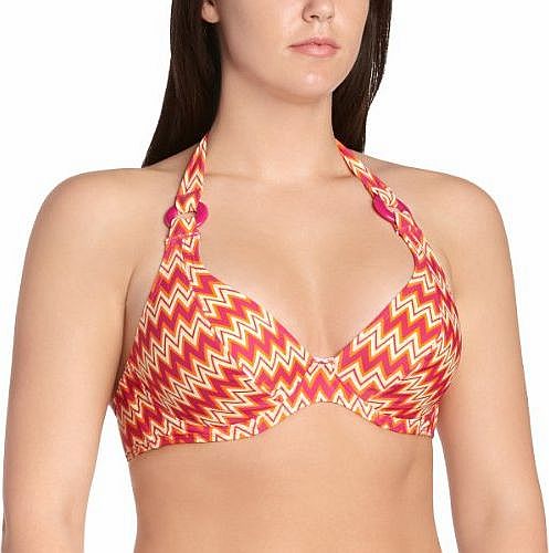 Curvy Kate Womens Shockwave Halter Underwired Aztec Bikini Top, Multicoloured (Sunset), 32GG