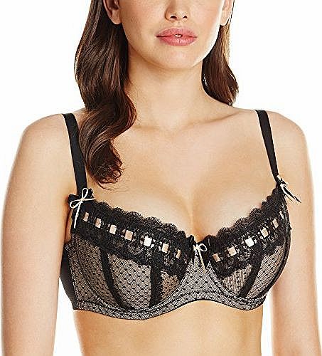 Womens Tease Me Full Cup Everyday Bra, Black/Gold, 38D