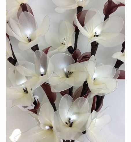 Large artificial flower arrangement electric 20 led lights lamps in 6 colours (Cream)
