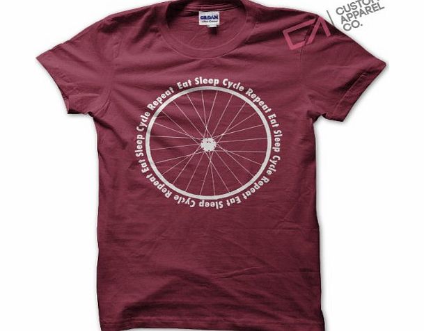 Custom Apparel Co Eat Sleep Cycle Repeat Mens Cycling T-Shirt Top (Medium, Maroon)