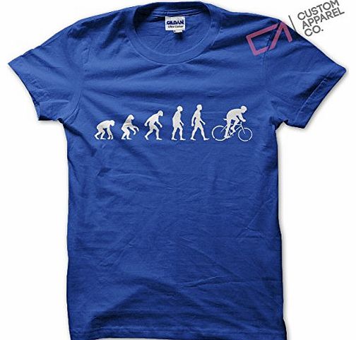 Custom Apparel Co Evolution of a Cyclist Mens T-Shirt Top (Large, Blue)