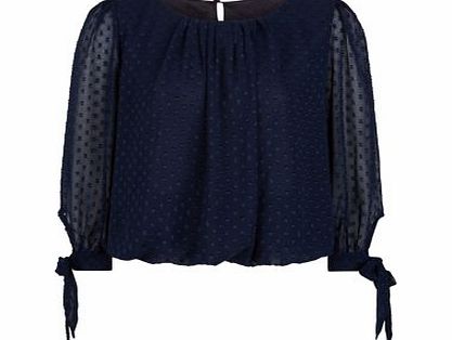 Cutie Navy Polka Dot Tie Sleeve Blouse 3410970