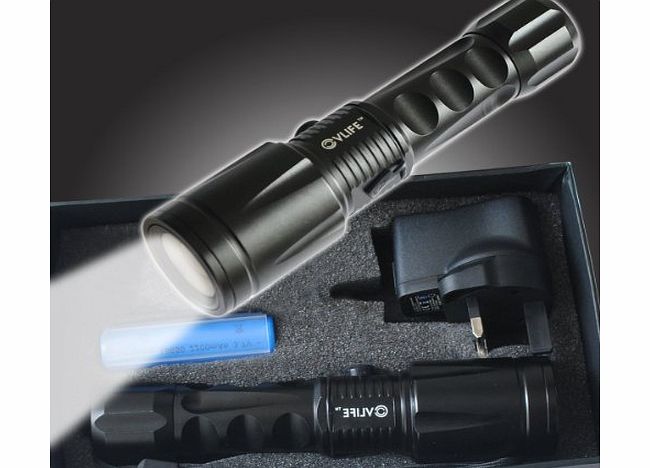 cvlife  2200Lm Zoomable CREE T6 LED Flashlight Torch Free 18650 amp; 2 Chargers