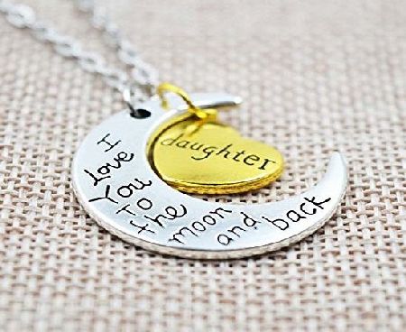 CWS I LOVE YOU TO THE MOON amp; BACK HEART PENDANT NECKLACE, FOR: Daughter
