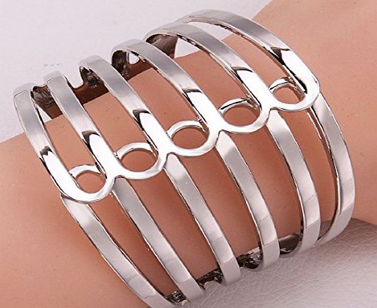 CY-Buity fashion platinum plated jewelry metal loops band rock chic lady bangle bracelet