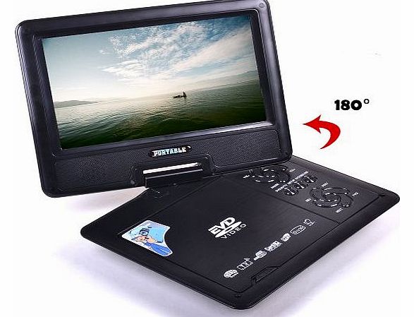 Brand New 9.8`` Portable DVD Player DivX Swivel USB BLACK UK