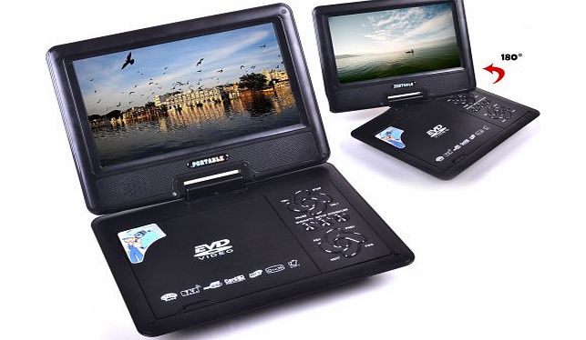 DVDP090t CYCLEROBOT Portable DVD Player 9.8`` EVD CD Player MP3 MP4 GAME SD USB Slots DivX Swivel BLACK