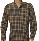 Brown- Blue & Beige Check Long Sleeve Cotton Shirt