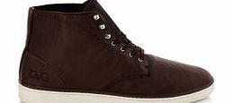 Dark brown leather trainers