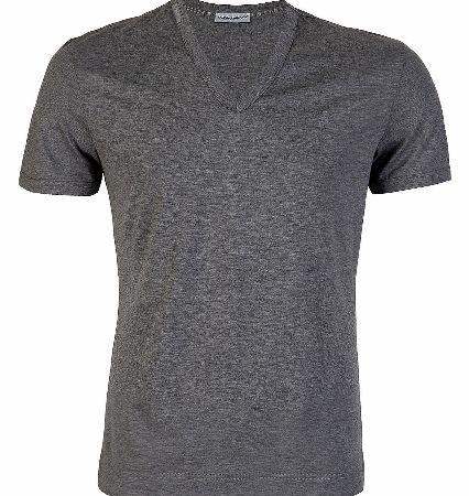 Dolce and Gabbana Melange V-Neck Logo Grey