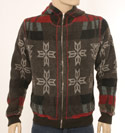 D&G Mens D&G Brown & Red Full Zip Hooded Fleece
