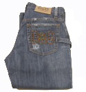 Mens D&G Dark Denim Button Fly Distressed Jeans - 33 Leg