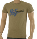 Light Green Cotton T-Shirt with Blue Printed Logo