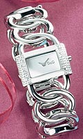 D & G Womens Donna Quartz Bracelet Watch- Stone Set Case & Silver Dial