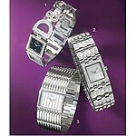 Womens Night & Day Stone Set Case & Bracelet Black Dial Watch