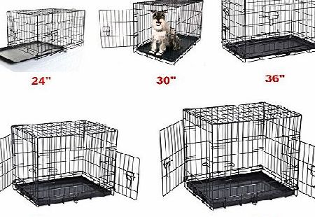 D2B 24`` 30`` 36`` 42`` 48`` Dog Cage Crates Puppy Pet Carrier Training With ABS Tray (24``)