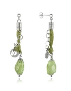 Daco Milano Green Gemstone Sterling Silver Drop Earrings