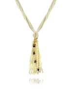 Daco Milano Onyx Drops Multi-strand Sterling Silver Lace Necklace