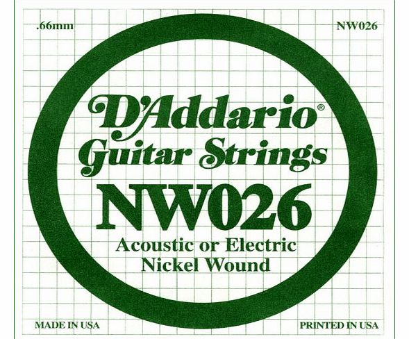 DAddario .026 Nickel Wound Single String for Electric Guitar