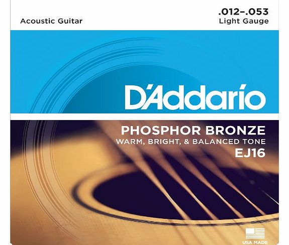 DAddario EJ16 Phosphor Bronze Light (.012-.053) Acoustic Guitar Strings
