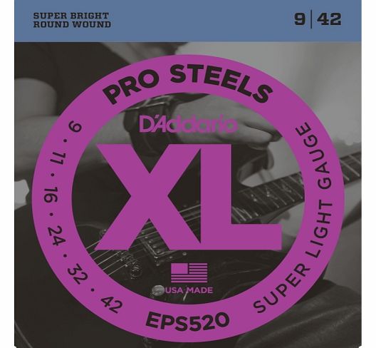 EPS520 XL ProSteels Super Light (.009-.042) Electric Guitar Strings