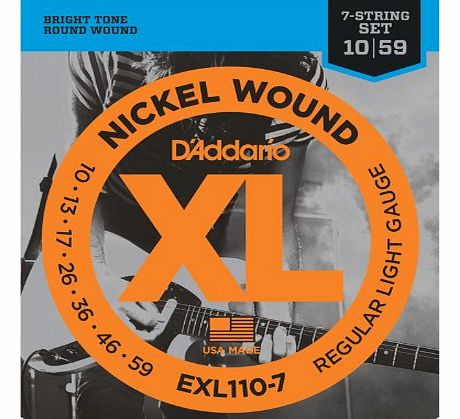 DAddario EXL110-7 XL Nickel Wound Regular Light (.010-.059) 7-String Electric Guitar Strings
