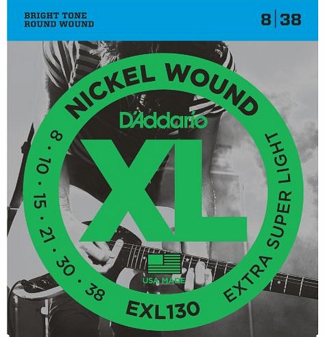 DAddario EXL130 XL Nickel Wound Extra Super Light (.008-.038) Electric Guitar Strings