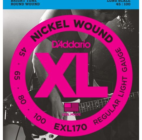 DAddario EXL170 XL Nickel Wound Regular Light (.045-.100) Electric Bass Guitar Strings