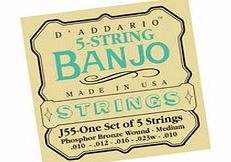 Daddario J55 5 String Banjo Strings Phosphor