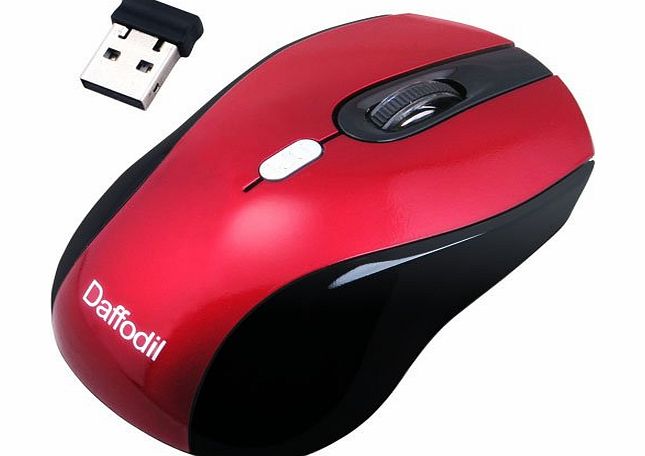 Daffodil WMS335R Wireless Optical Mouse 2.4GHz - Cordless 3 Button PC Mouse with Scrollwheel and Adjustable Sensitivity (MAX DPI: 2000) - For Laptop / Netbook / Desktop Computers - Supported by: Micro