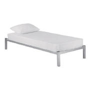 Single Bed, Silver effect & mattress