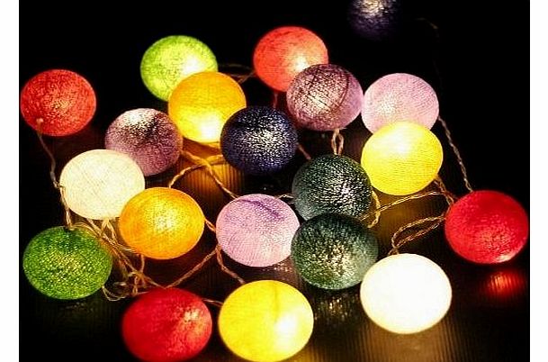 Multi Mixed Colours Cotton Ball Fairy Light String 220v 3 Meters Long
