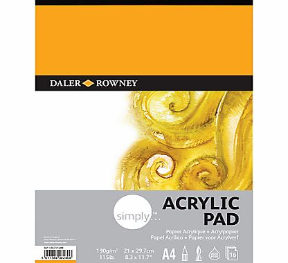 Daler-Rowney Simply Acrylic A4 Pad, 16 sheets