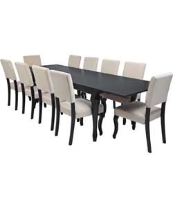 Dalton Black Candle Leg Dining Table and 10