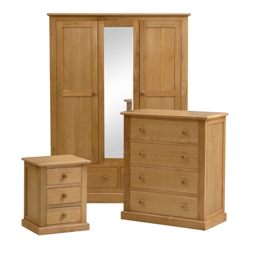 Dalton Oak Bedroom Set with Triple Wardrobe