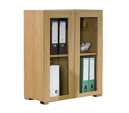 Dams Furniture Ltd Dynamic Low Glazed Bookcase in Oak